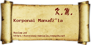 Korponai Manuéla névjegykártya